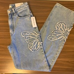 Pacsun Butterfly Embroidered Denim Jeans
